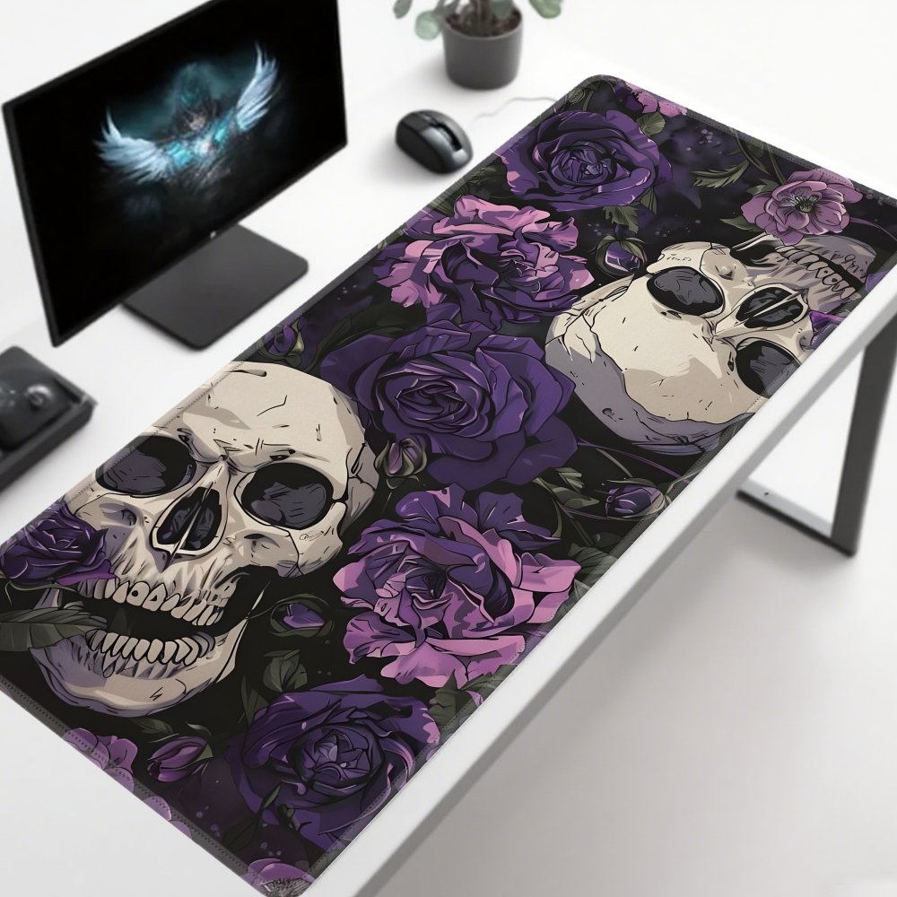 Tradescantia Purple - Gothic Skull and Purple Flower Design