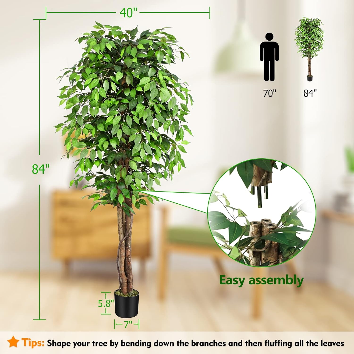 Lifelike Artificial Ficus Tree - Ficus Lyrata Tree recension och pris