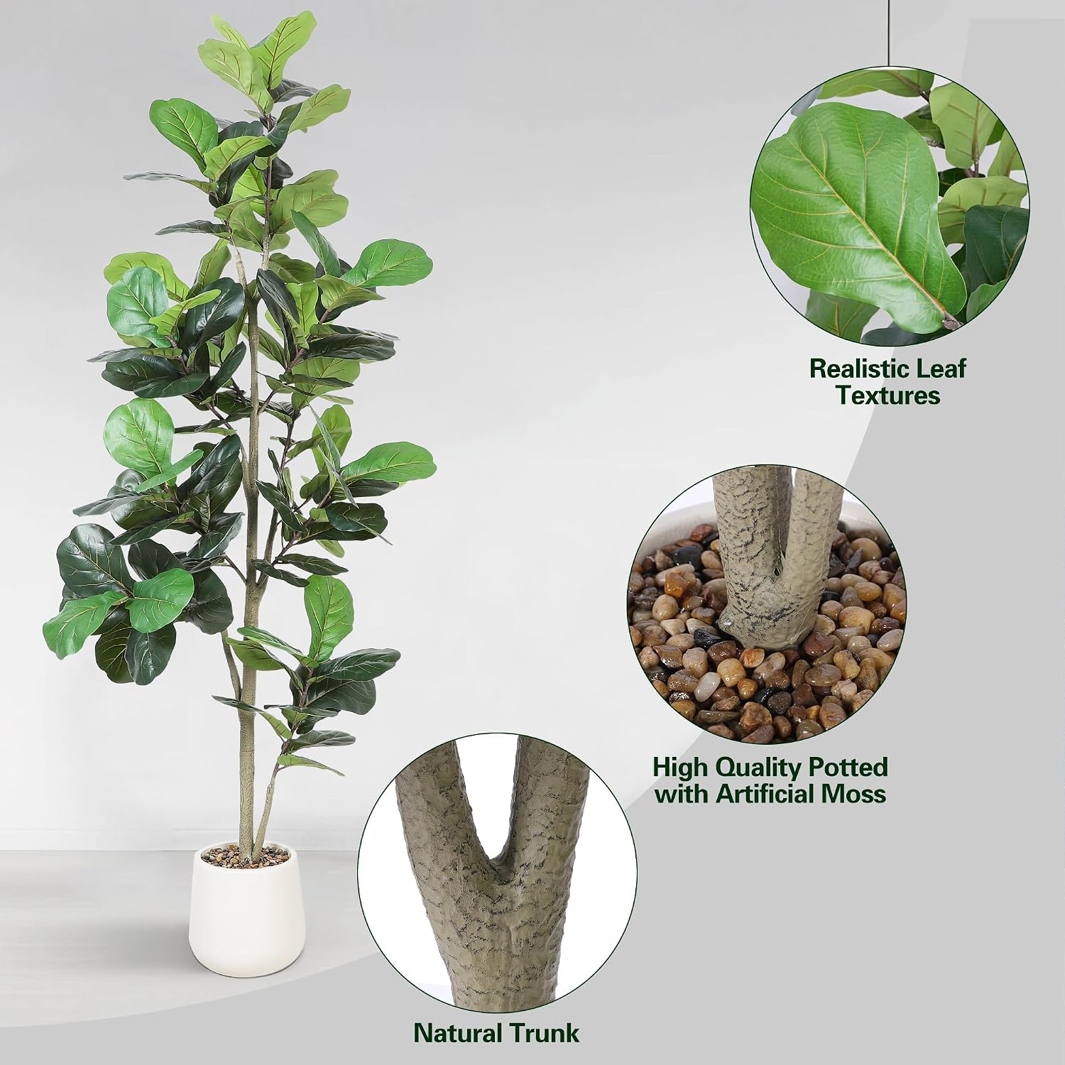 7ft Artificial Fiddle Leaf Tre - Ficus Lyrata Tree recension och pris